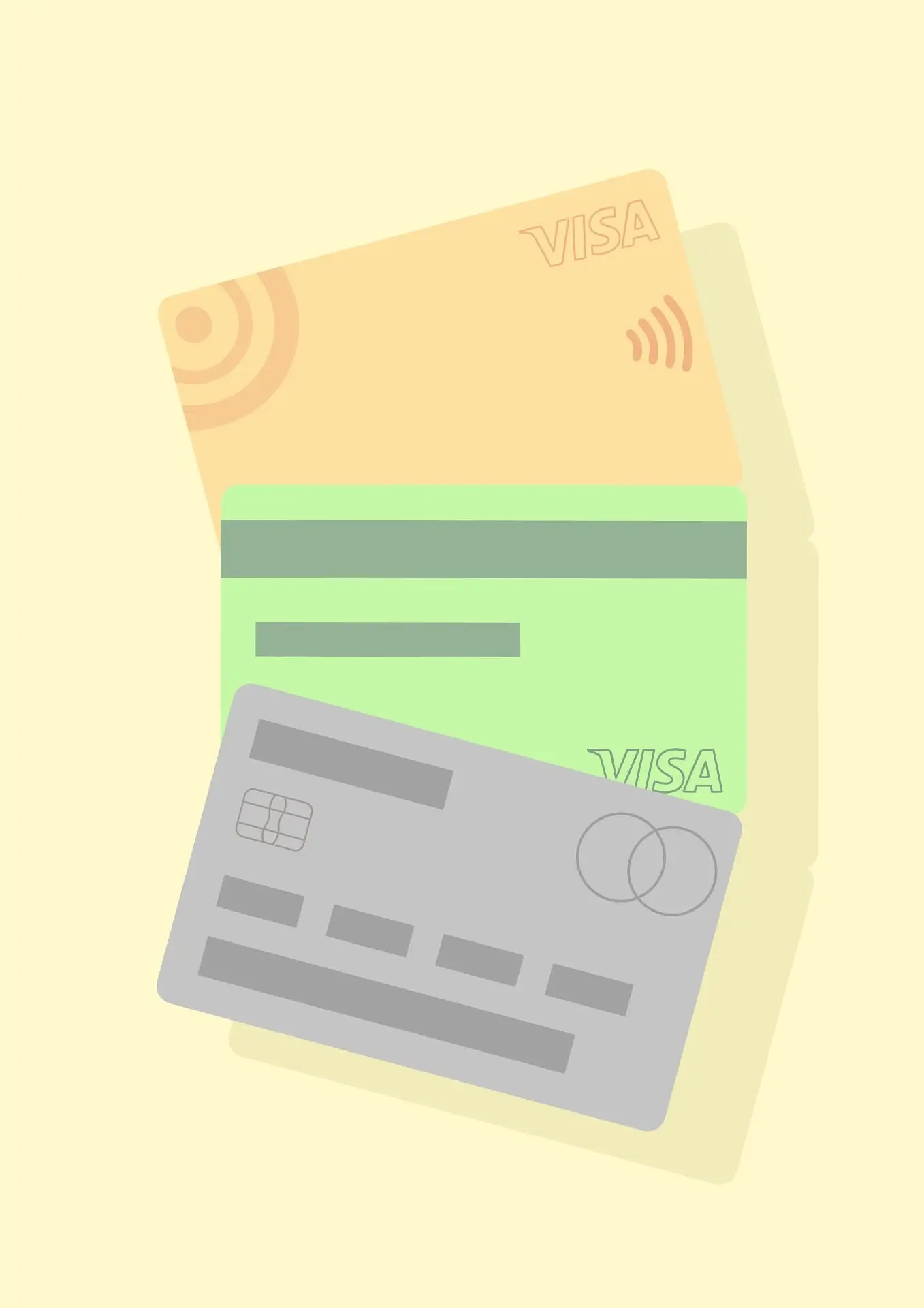 Illustration ng tatlong bank card sa cream na background